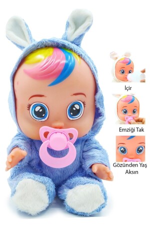 Mavi Tulumlu Göz Yaşı Döken Ve Konuşan Et Bebek Konuşan Bebeğim 30cm ağlayanbebekler - 1