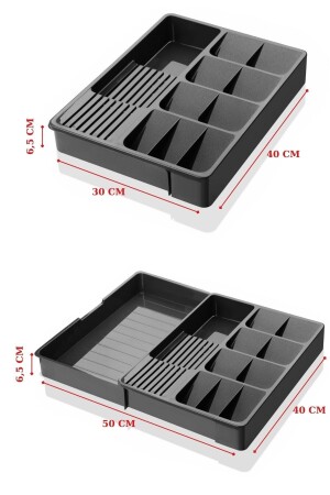 Maxi verstellbarer Schubladen-Messer- und Löffelhalter, Anthrazit - 6
