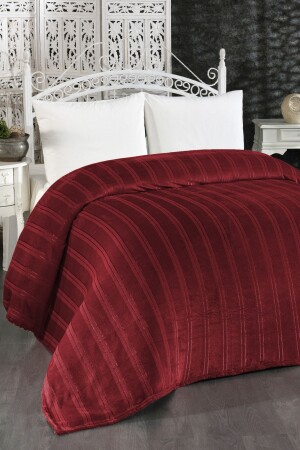 Mayer Supersoft Yumuşak Çift Kişilik Battaniye 180x230 Cm Bordo Q-YAT-91518 - 2