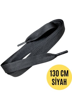 Mcqueen 130 Cm Siyah Spor Bağcık- Extra Geniş Yassı Ayakkabı Bağcığı- Shoelace- 1 Çift - 1