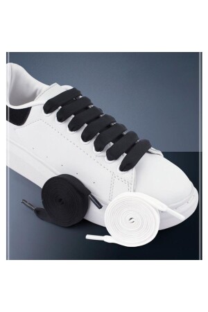 Mcqueen 130 Cm Siyah Spor Bağcık- Extra Geniş Yassı Ayakkabı Bağcığı- Shoelace- 1 Çift - 4