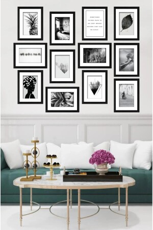 مجموعة طلاء MDF مزينة من MNZ 12 قطعة 3 مم - أزياء جدارية بيضاء سوداء لغرفة المعيشة غرفة النوم - Kututr