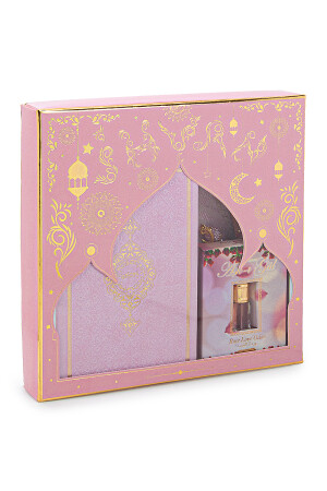 Medina-Kalligraphie-Set aus Koran und Mitgift-Gebetsteppich, passend für das Paket der Braut, Rosa 70 x 110 - 4