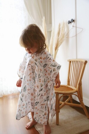 Mediterra Floral Kapuzen-Poncho aus Bio-Musselin, 1–5 Jahre, spezielles Design, STD - 1