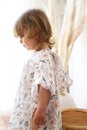 Mediterra Floral Kapuzen-Poncho aus Bio-Musselin, 1–5 Jahre, spezielles Design, STD - 5