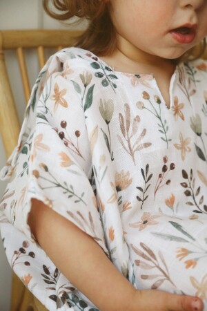 Mediterra Floral Kapuzen-Poncho aus Bio-Musselin, 1–5 Jahre, spezielles Design, STD - 6