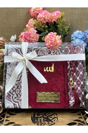 منز هدية صلاة المقدمة السجادة مجموعة صلاة الكرمل الكبيرة مكتوبة الكلاريت الأحمر الخشية ياسين جوزيو مجموعة العروس العريس - Medrese Yayınları