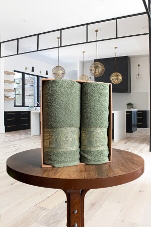 Medusa Motifli 2'li Banyo Havlu Seti - Hamam Seti %100 Pamuk VLRS161 - Valoroso