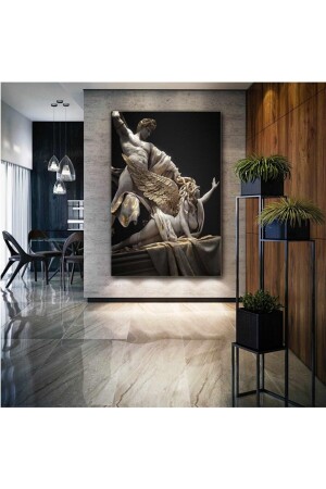 Medusa Yılan Saçlı Heykel Zeus Mitoloji Dekoratif Kanvas Tablo TR457356 - KRTFWD