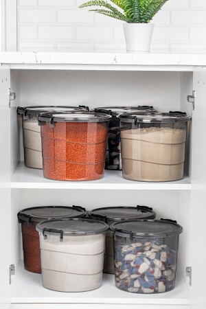 Mega-Größe, 2-teiliger runder Mehl- und Hülsenfruchtbehälter, 7 Liter – Waschmittel-Aufbewahrungsbox, Behälter mit Griff, Anthrazit YVRLK-VNV2LUAnthrazit - 6