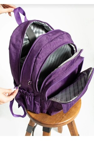 Mega großer, langlebiger Schulrucksack mit mehreren Fächern, violett gefüttert - 4