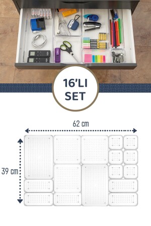 Mega modulares Set mit 16 Schubladen-Organizern – Make-up-Schmuck-Organizer – Badezimmer-Küchen-Organizer - 1