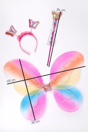 Mehrfarbige Schmetterlingsflügel-Zauberstab-Krone, 3er-Set - 6
