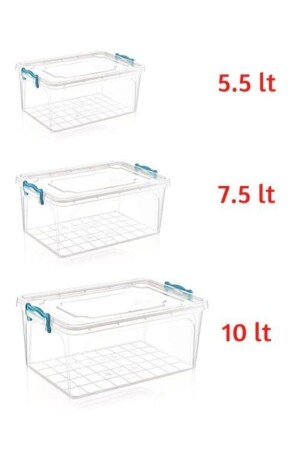 Mehrzweck-Aufbewahrungsbox für Lebensmittel mit Deckel 5. 5lt+7. 2lt+10lt Set mit 3 Proviant8 - 2