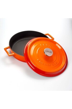 Mehrzweck-Flachtopf aus Gusseisen. Trendiger Durchmesser (Ø) 28 cm – Orange LV Y ST 28 K2 – Orange - 2