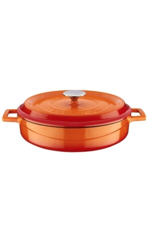 Mehrzweck-Flachtopf aus Gusseisen. Trendiger Durchmesser (Ø) 28 cm – Orange LV Y ST 28 K2 – Orange - 5