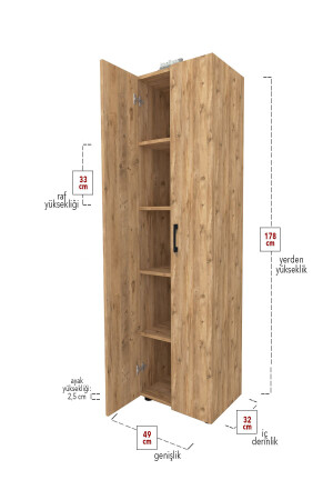 Mehrzweck-Küchenschrank mit 5 Einlegeböden und 2 Türen, Badezimmerschrank, Mehrzweckschrank, Kiefernholz, Bfg-5Shelves-Ordnerhalter - 7