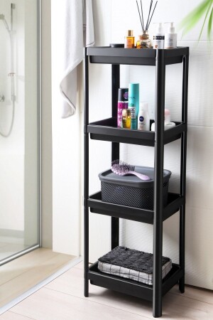 Mehrzweckregal 4 Ebenen Küche Badezimmer Organizer Organizer Vesken Schwarz OMS4RAFSYH - 1