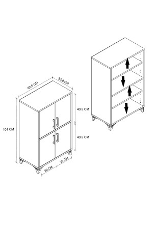 Mehrzweckschrank 4 Türen 4 Fächer Badezimmerschrank Küchenschrank Weiß Bfg-4Kpk-4Division-Dlp - 6