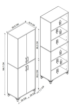 Mehrzweckschrank 4 Türen 6 Fächer Badezimmerschrank Küchenschrank Weiß Bfg-4Kpk-6Compartments-Dlp - 8