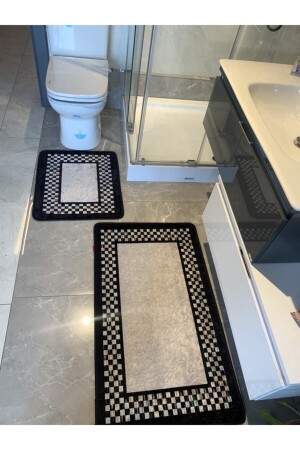 Melany Damalı 2'li Lateks Taban Banyo Paspas Takımı (60X50 - 60X100) - 1