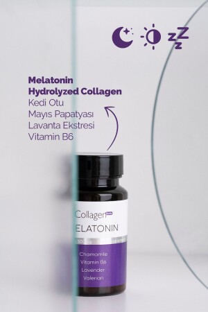 Melatonin 3 mg – Hydrolysiertes Kollagen – Vitamin B6 – Lavendel – Kamille und Baldrian - 3