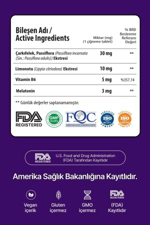 Melatonin 60 Passiflora Vitaminb6 Ve Limon Otu Melatoninn Tablet - 5