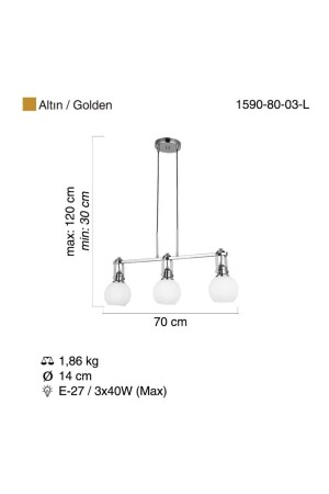 Meldola 3 Lu Sıralı Altın Avize 3xe27 1080 - 5