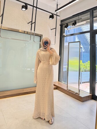 Melira Dantel Elbise - Bej - Nuuwears