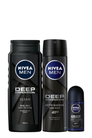 Men Deep Dimension Herren-Körperpflegeset – Duschgel 500 ml – Deodorant 150 ml – Roll-on 50 ml - 2