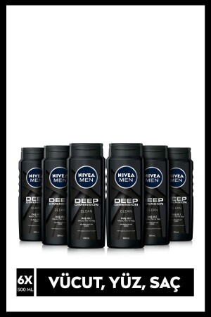 MEN Erkek Duş Jeli Deep Dimension 500 ml x6 Adet Saç Yüz ve Vücut İçin Bakım SET.NVE.489 - 2