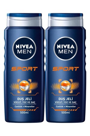 MEN Erkek Duş Jeli Sport 500 ml X2,Yüz,Vücut ve Saç için, Gün Boyu Ferah&Etkili Koku SET.NVE.241 - 1