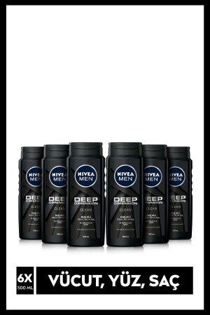 MEN Herren-Duschgel Deep Dimension 500 ml x6-teiliges Haar-, Gesichts- und Körperpflege-SET. NVE. 489 - 1