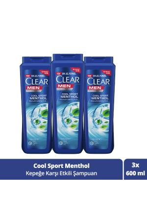 Men Kepeğe Karşı Etkili Saç Bakım Şampuanı Cool Sport Menthol Ferahlatıcı Mentol 600 ml X3 SET.UNİ.1047 - 1