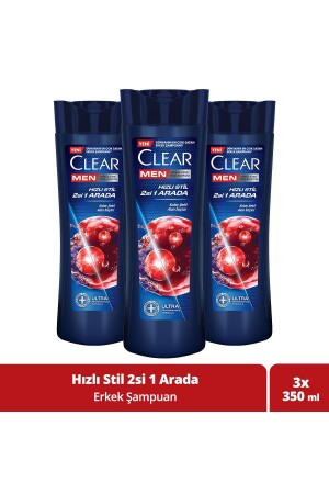 Men Kepeğe Karşı Etkili Şampuan Hızlı Stil 2si 1 Arada 350 ml x 3 - Clear