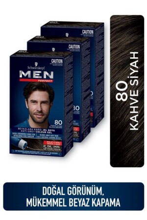 Men Perfect Saç Boyası 80 - Kahve Siyah X 3 Adet - 1