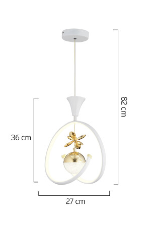 Mengü Single White Gold 3 Color 30 Watt LED Modern Living Room, Flur, Hall Led Kronleuchter 4001-01-WH-GL - 7