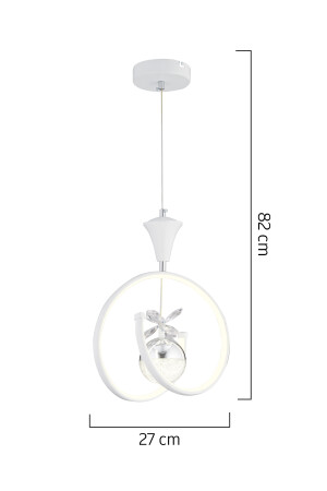 Mengü Tekli Beyaz Krom 3 Renkli 30 Watt Ledli Modern Oturma Odası, Koridor, Salon Led Avize 4001-01-WH-CH - 7