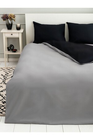 Mer-tim Cotton Ranforce Single 160x220 Doppelseitiger Bettbezug Bettbezug Schwarz-Grau MERTM000700 - 2