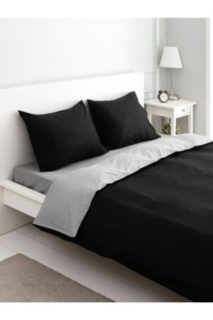 Mer-tim Cotton Ranforce Single 160x220 Doppelseitiger Bettbezug Bettbezug Schwarz-Grau MERTM000700 - 1