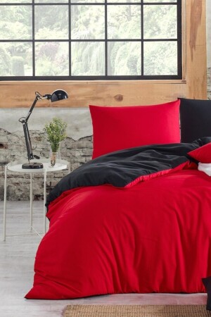 Mer-tim Cotton Ranforce Single 160x220 Doppelseitiger Bettbezug Bettbezug Schwarz-Rot MERTM000701 - 2