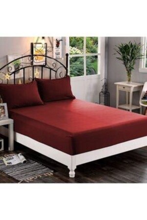 Mer-tim Pamuklu Ranforce Çift Kişilik Battal Boy 180x200 Lastikli Çarşaf Takımı - Bordo - Mer-Tim Ezberbozan Ev Tekstili
