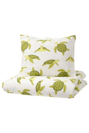 م.ن.ز. - غطاء الأطفال من السترة مجموعة السلاحف موضوعي Meridyendukkan اللون الأخضر الأبيض 150x200 القطن 7987cs - IKEA