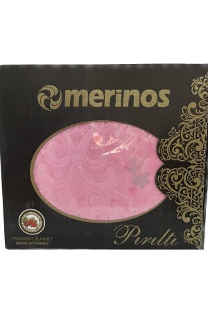 Merinos Pırıltı Çift Kişilik Embos Vizon Battaniye Pudra Pembe 02 - 1