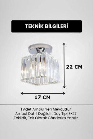 Meriva Model Modern Luxury Plafonyer Oda Hol Antre Koridor Salon Krom Kare Kristal Taşlı Avize - 3