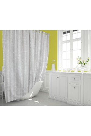 Mermer Desen Banyo Perdesi Polyester Kumaş C Halkalı Duş Perdesi Yerli Üretim Banyo Küvet Perdeleri - 3