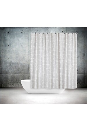 Mermer Desen Banyo Perdesi Polyester Kumaş C Halkalı Duş Perdesi Yerli Üretim Banyo Küvet Perdeleri - 4