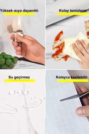 Mermer Desenli Yapışkanlı Folyo Beyaz Mutfak Mobilya Kaplama Yenileme Kolay Uygulama - 5