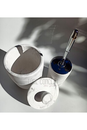 Mermer Görünümlü Mat Banyo Çöp Kovası & Tuvalet Fırçası TR10101 - 7