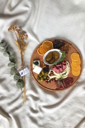 منز-طبيعي الجبن الخشبية و لوحة العرض، مستديرة، خشب البيش MERSAN007 - NOBLERAVEN DESIGN